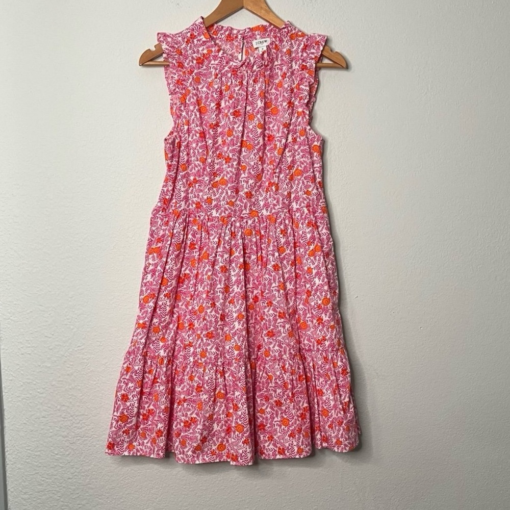 J. Crew Floral Pink and Orange Mini Dress